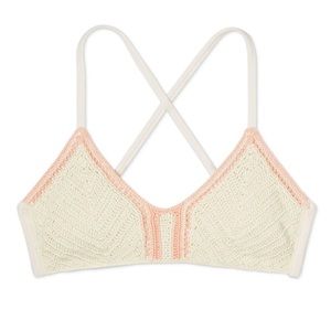 Xhilaration Cream Crochet Bralette Bikini Swim Top Size Large